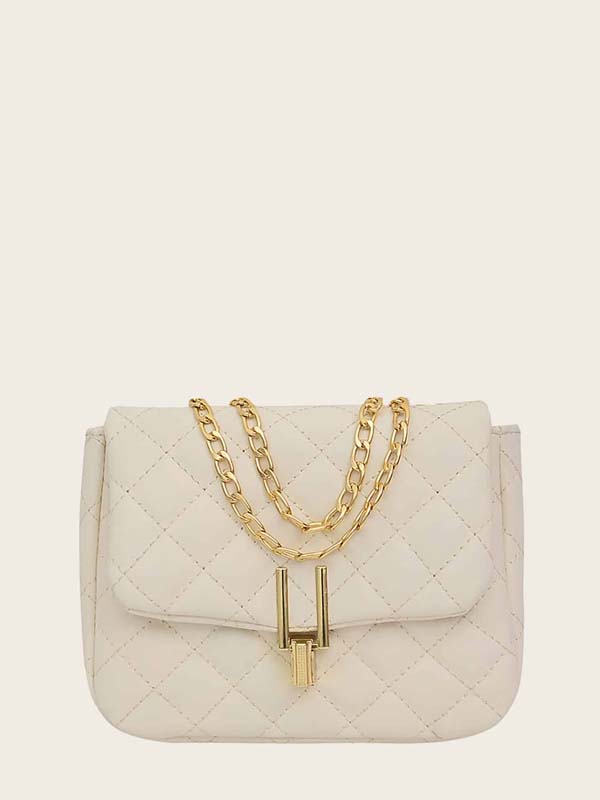 Push Lock Detail Quilted Chain Bag