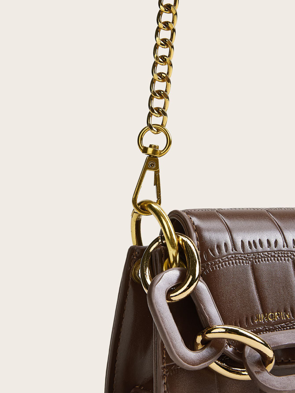 Chain Strap Flap Satchel Bag